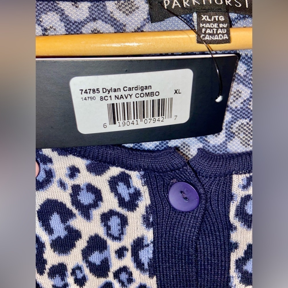 PARKHURST cheetah print Dylan Cardigan size XL - Picture 5 of 12